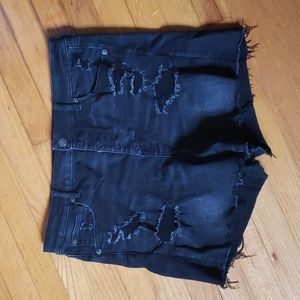 Distressed High Rise Shorts